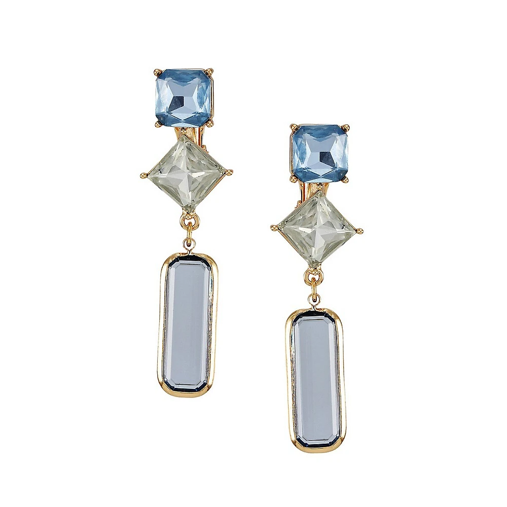 Earring Update Goldtone & Glass Crystal Drop Clip-On Earrings