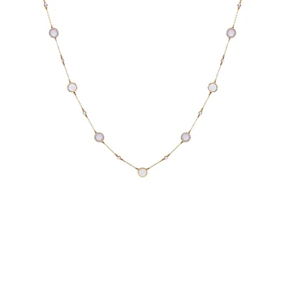 On A Dime Goldtone, Glass Crystal & Mother-Of-Pearl Station Necklace