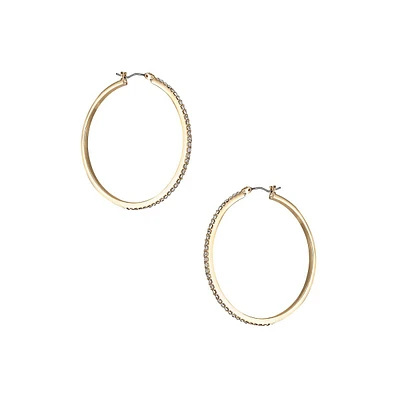 Earring Update Goldtone & Glass Crystal Hoop Earrings