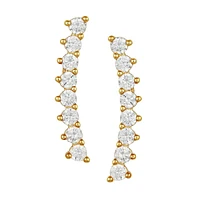 Goldtone Cubic Zirconia Climber Earrings