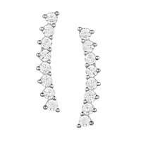 Silvertone Cubic Zirconia Climber Earrings