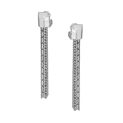 Silvertone Tassel Linear Clip-On Earrings