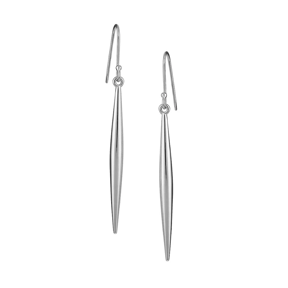 Silvertone Tapered Spear Earrings