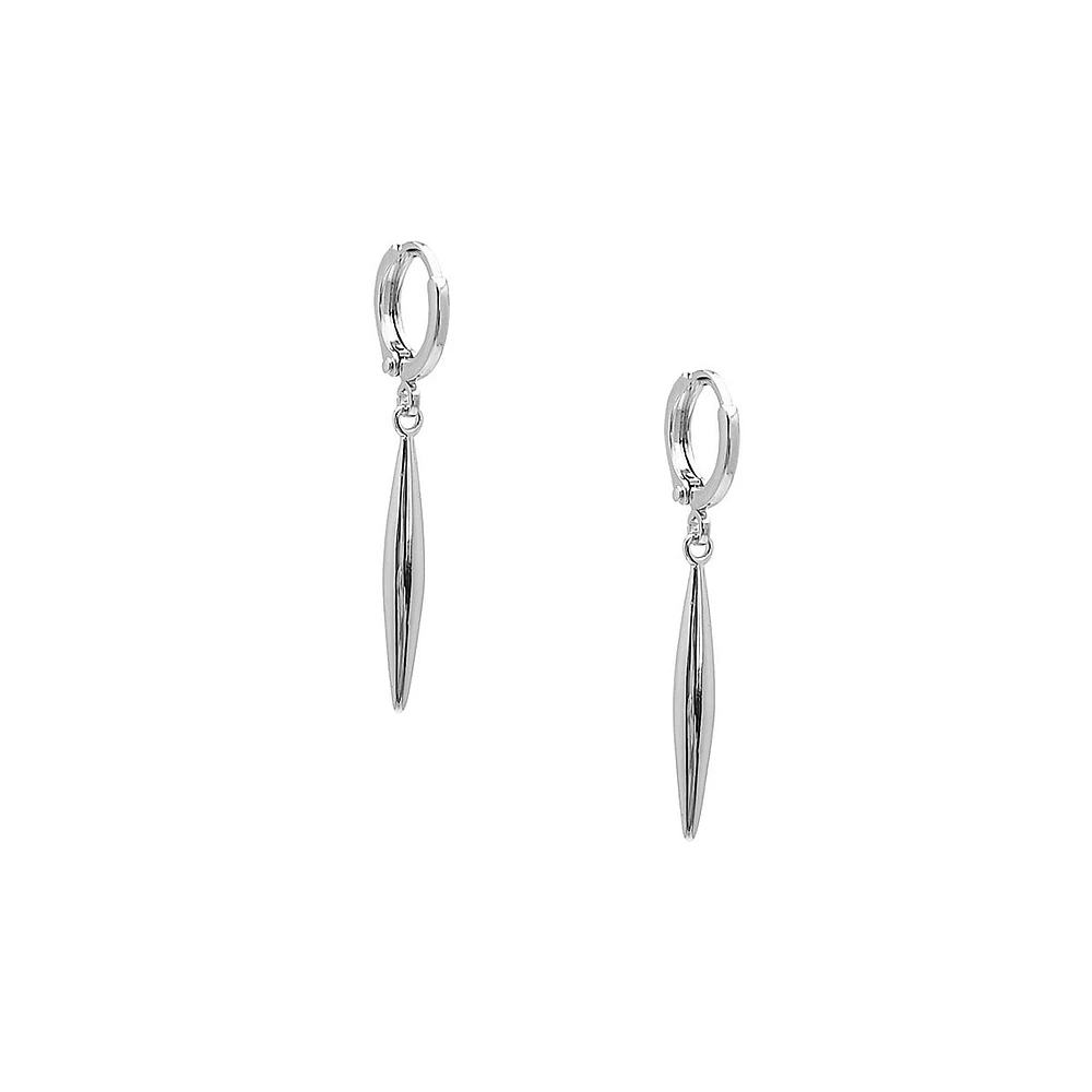 Silvertone Spike Drop Huggie Earrings