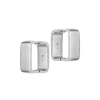 Basics Silvertone Square-Link Hoop Earrings