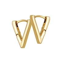 Goldtone V Hinge Huggie Earrings