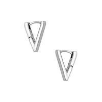 Silvertone V Hinge Huggie Earrings