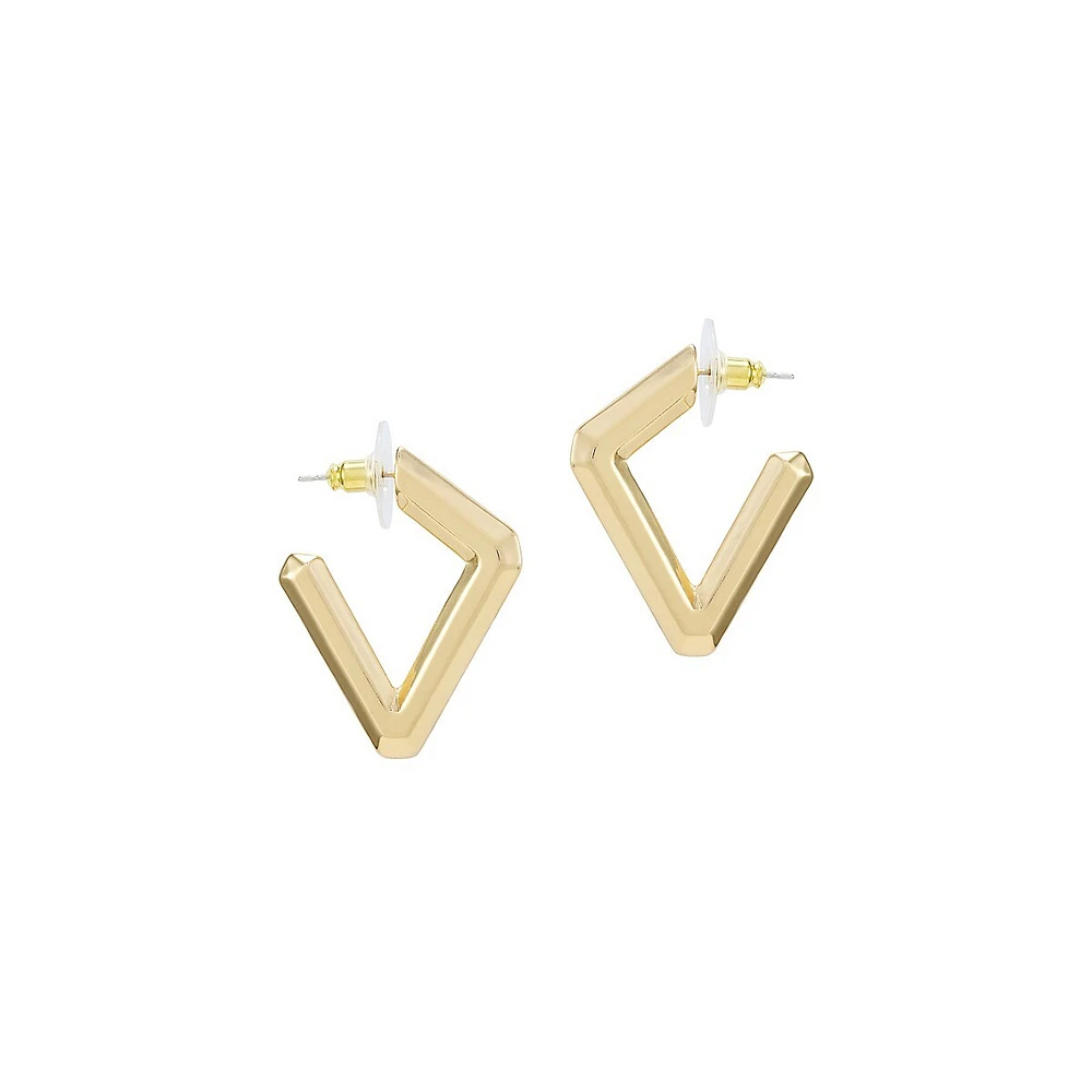 Basics Goldtone & Resin Faceted Hoop Earrings