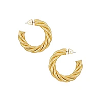 Basics 14K Goldplated Chunky Rope C-Hoop Earrings