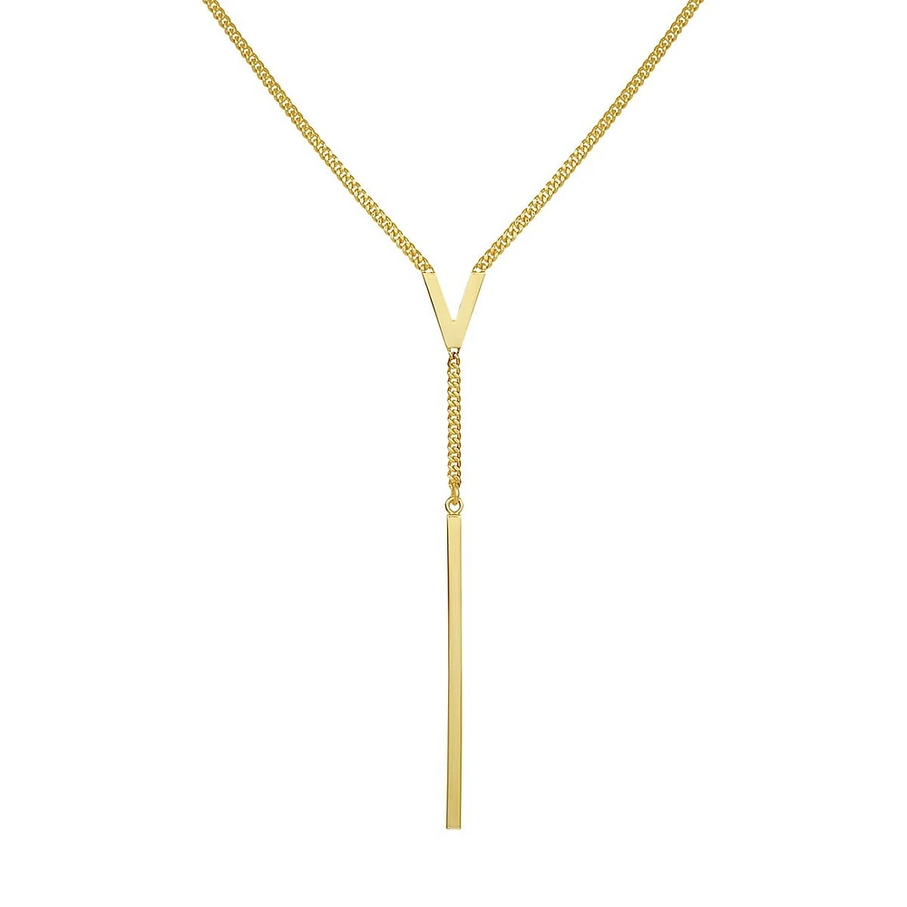 Goldtone V Lariat Necklace