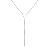Silvertone V Lariat Necklace