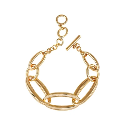 Goldtone Oval Link Toggle Bracelet