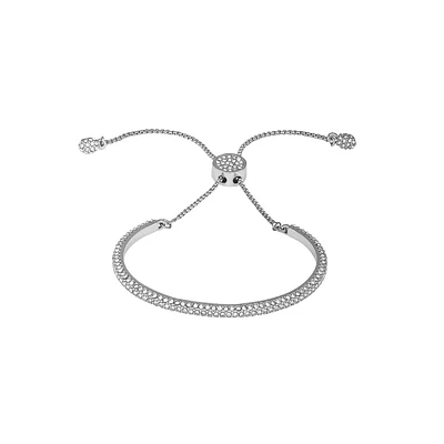 Basics Silvertone & Pavé Glass Crystal Slider Bracelet