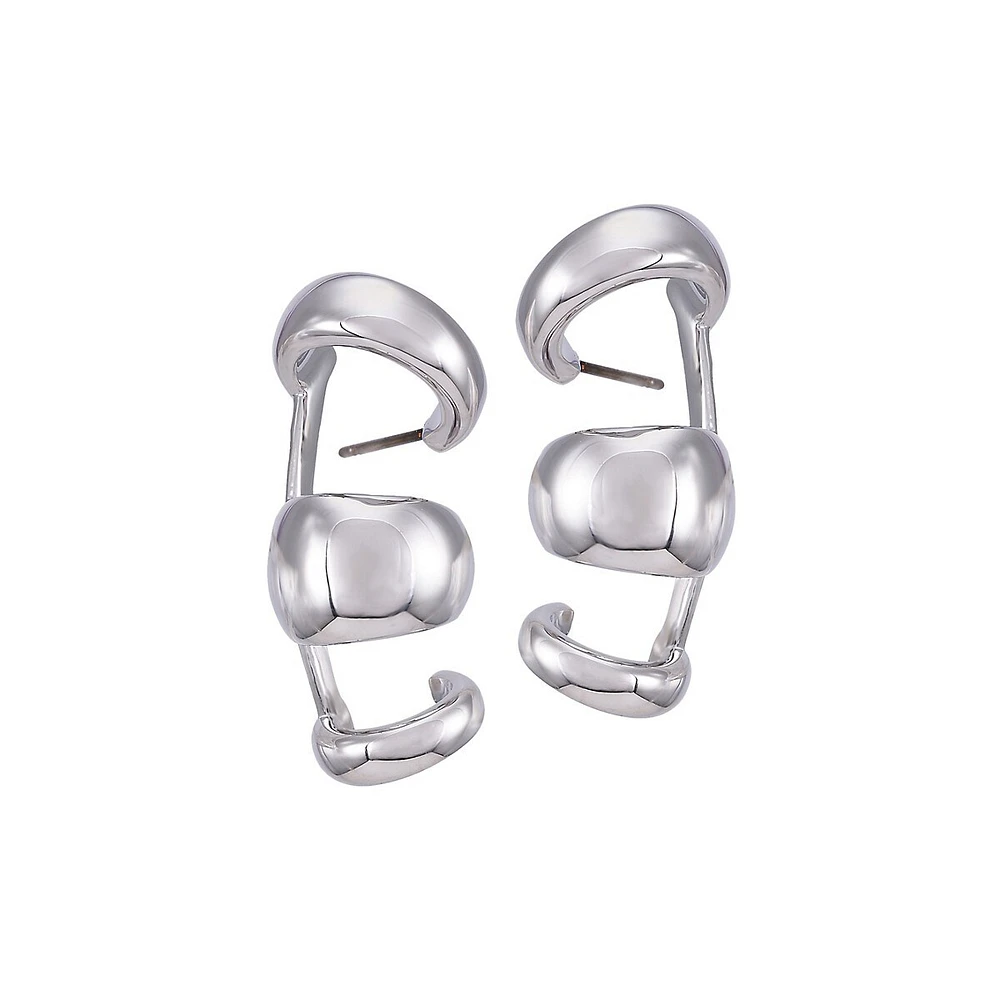 Boucles d'oreilles montantes argentées Double Dapped