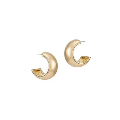 Double Dapped 14K Goldplated Small Hoop Earrings