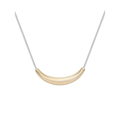 Double Dapped Two-Tone Crescent Bar Collar Necklace