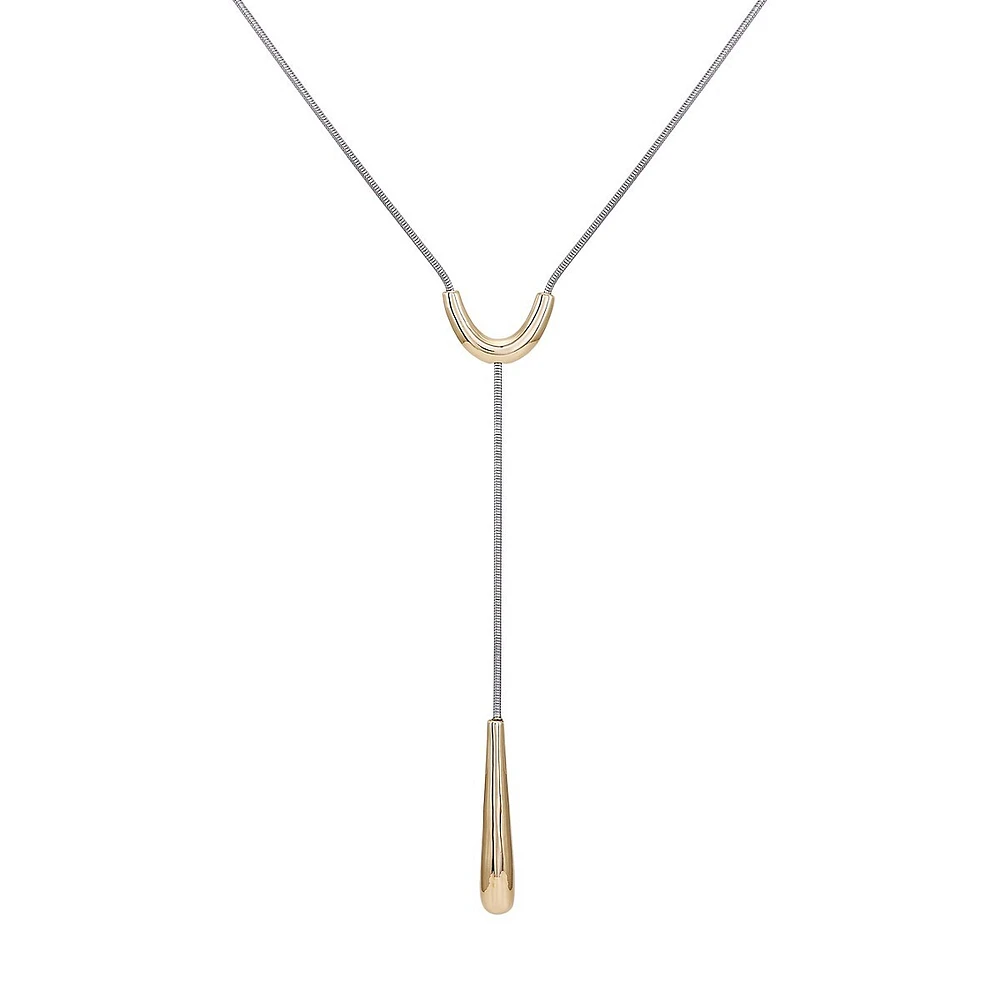 Double Dapped Two-Tone Y Necklace
