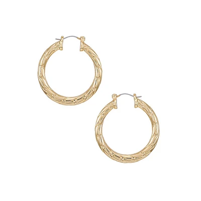 14K Goldplated Textured Hoop Earrings