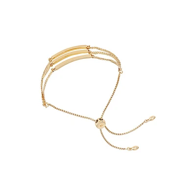 14K Goldplated & Glass Stone Curb Chain & Bar Sliding Bolo Bracelet