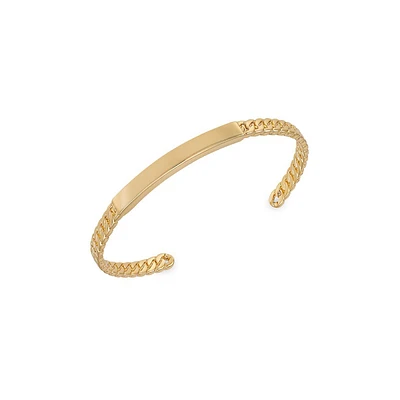 14K Goldplated Curb Chain-Detailed Cuff Bracelet