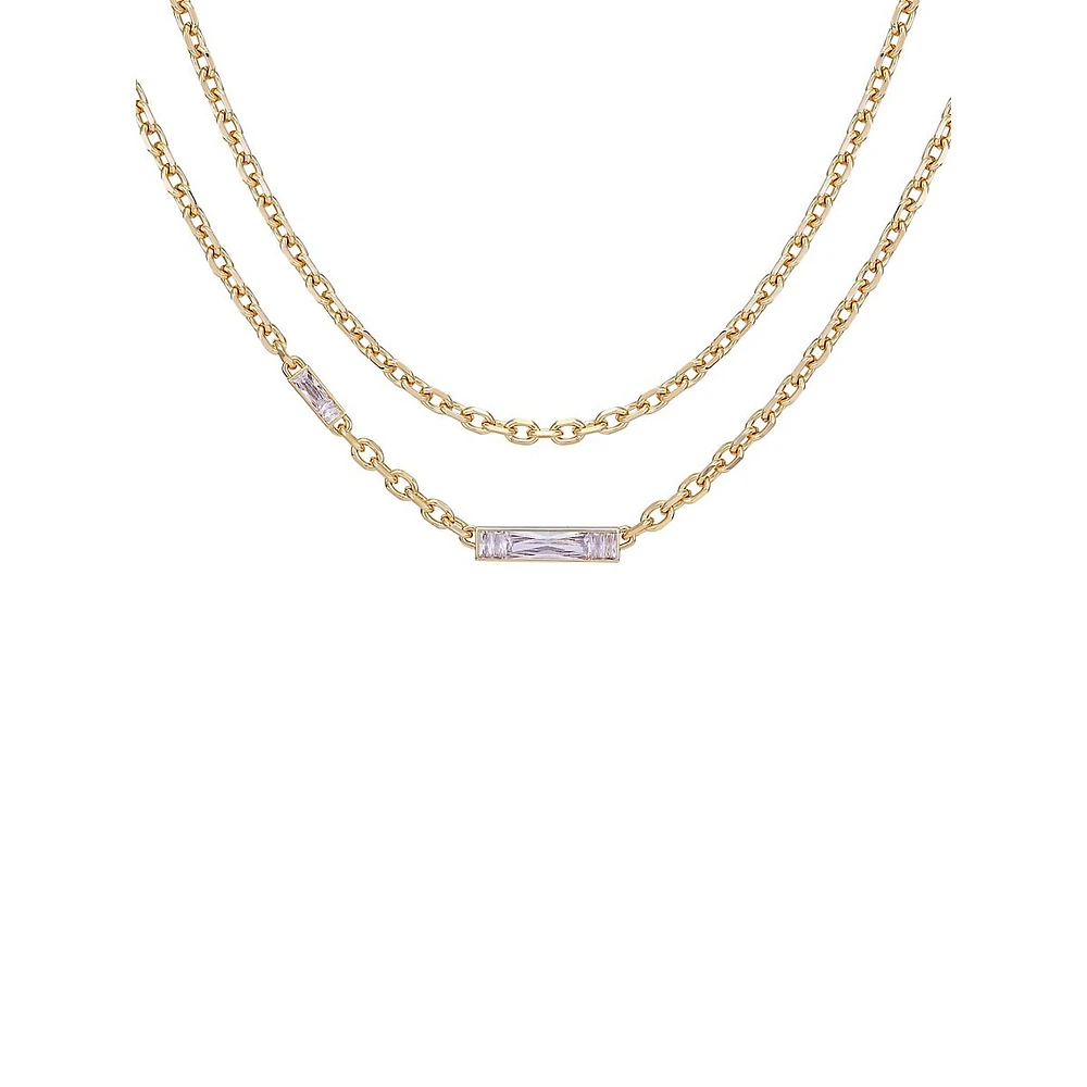 14K Goldplated & Cubic Zirconia Baguette Layered Necklace