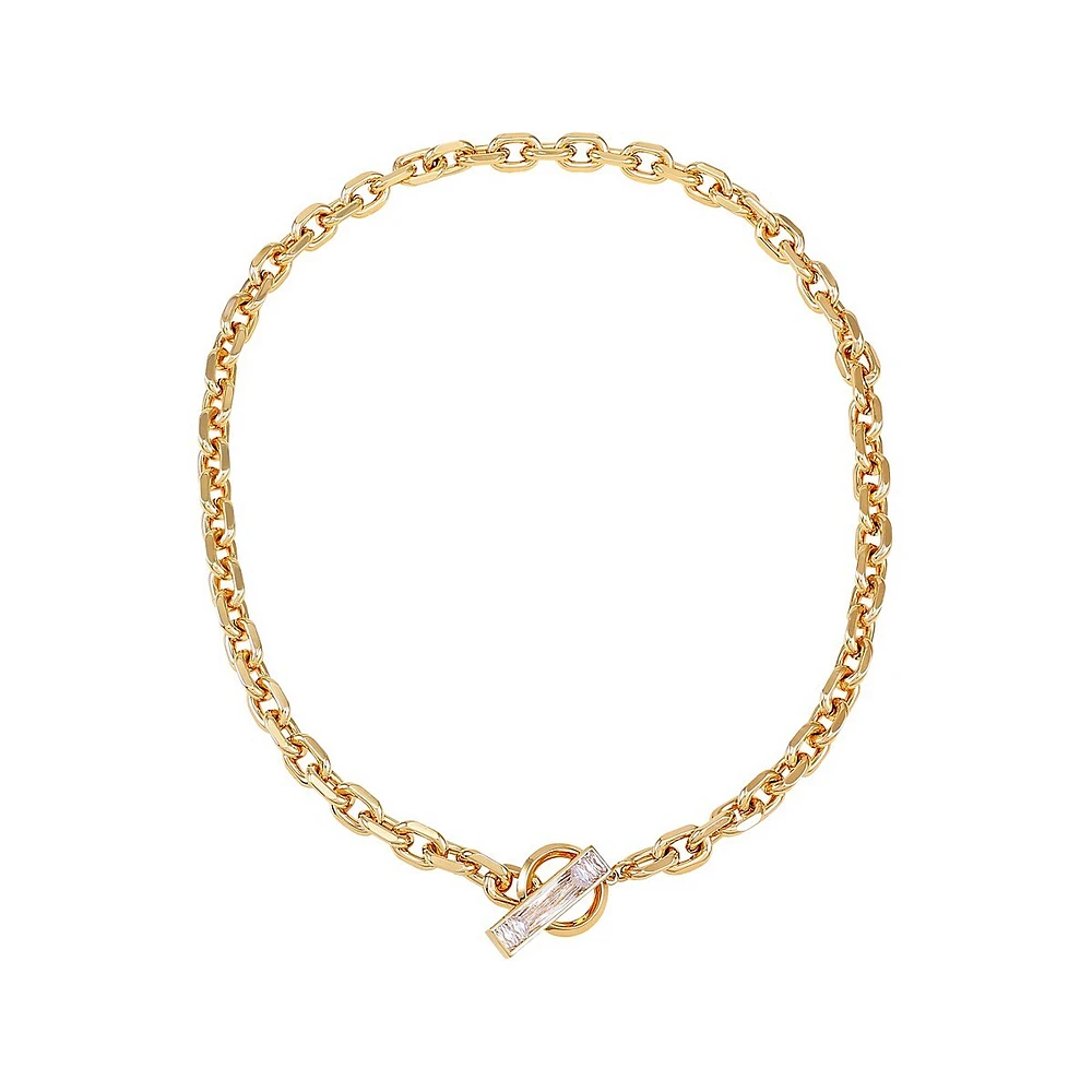 14K Goldplated & Cubic Zirconia Baguette Toggle Necklace