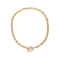 14K Goldplated & Cubic Zirconia Baguette Toggle Necklace