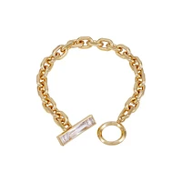 14K Goldplated & Cubic Zirconia Baguette Toggle Bracelet