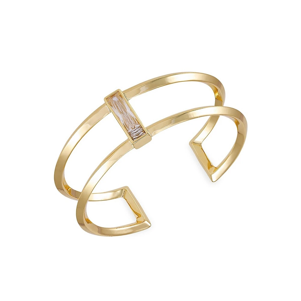 14K Goldplated & Cubic Zirconia Baguette Cuff Bracelet