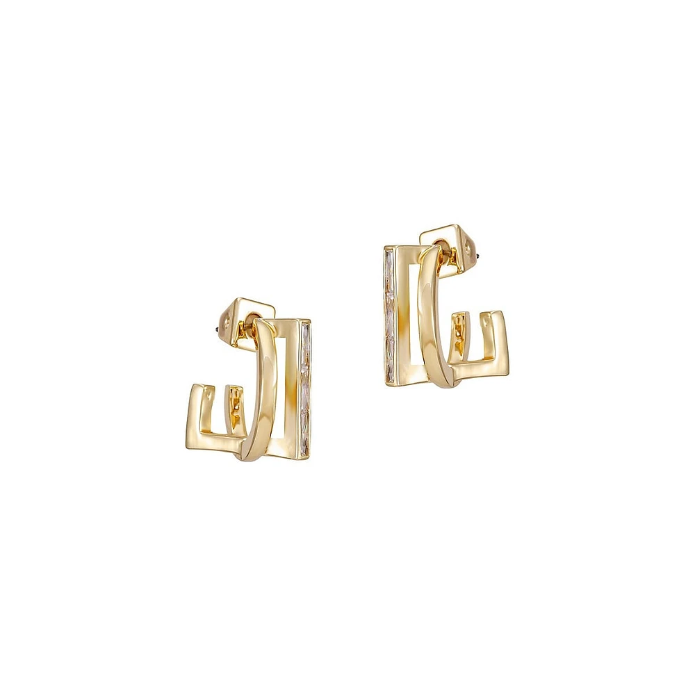 14K Goldplated & Cubic Zirconia Interwined Hoop Earrings