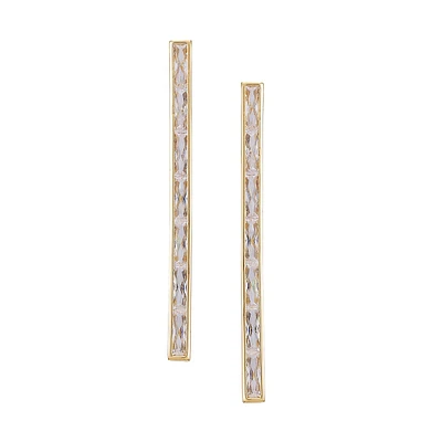 14K Goldplated & Cubic Zirconia Baguette Stick Earrings