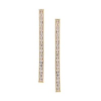 14K Goldplated & Cubic Zirconia Baguette Stick Earrings