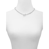 Silvertone & Cubic Zirconia Baguette Toggle Necklace