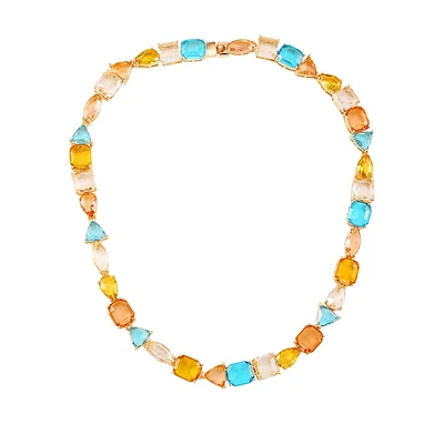 Goldtone-Set Pastel Candy Stone Necklace