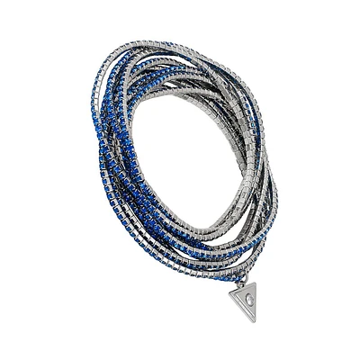 Ensemble de 10 bracelets extensibles en strass argentés et bleus