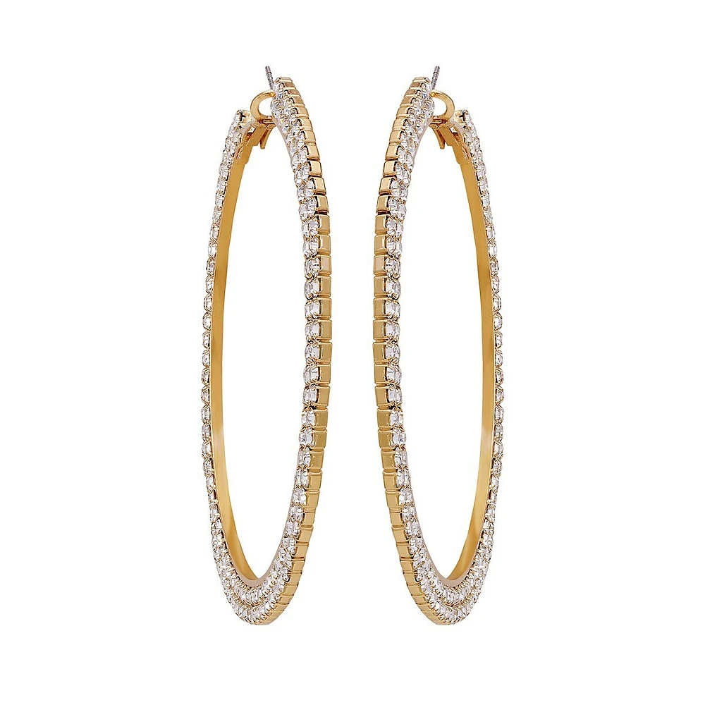 Boucles d'oreilles créoles en cristal de verre doré et transparent