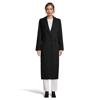 Wool Blend & Faux Fur-Collar Midi Coat