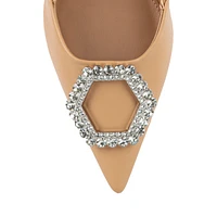 Berger Crystal Buckle Block-Heel Slingback Pumps