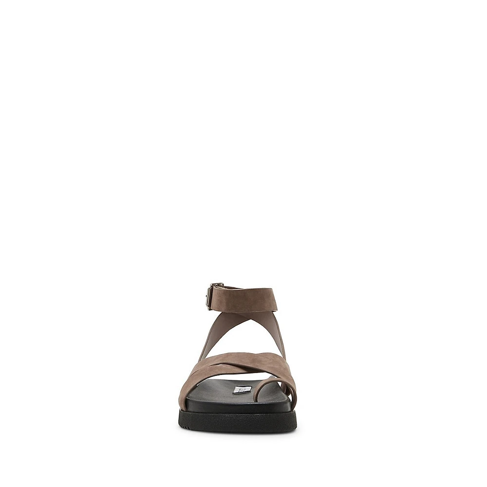 Mira Leather-Strap Toe-Loop Sandals