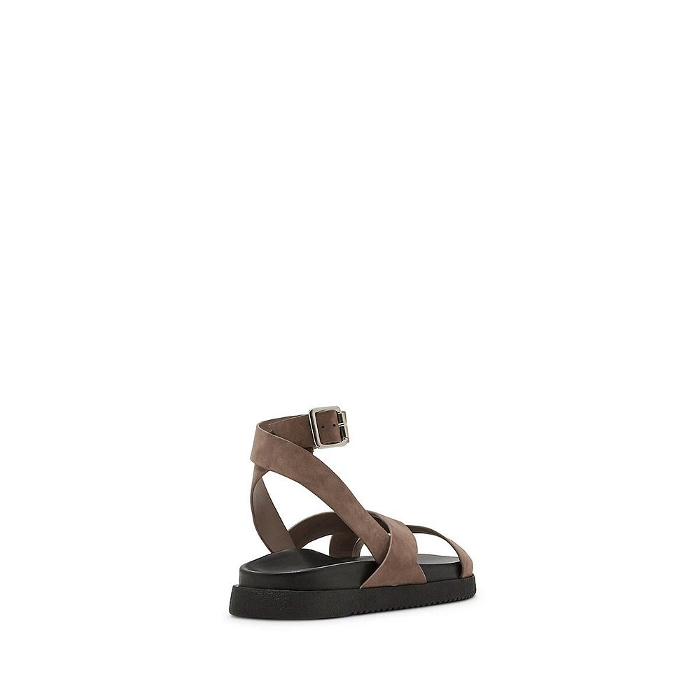Mira Leather-Strap Toe-Loop Sandals