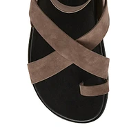 Mira Leather-Strap Toe-Loop Sandals