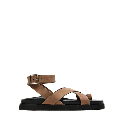 Mira Leather-Strap Toe-Loop Sandals
