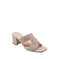 Merily Cutout Block-Heel Mule Sandals