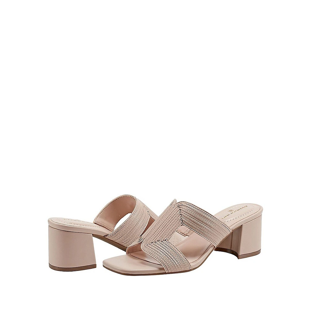 Merily Cutout Block-Heel Mule Sandals