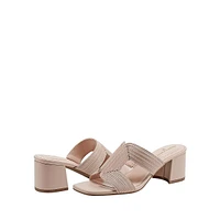 Merily Cutout Block-Heel Mule Sandals