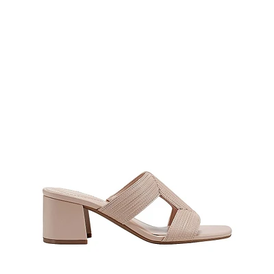 Merily Cutout Block-Heel Mule Sandals