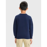 Boy's Striped-Weave Cotton Sweater