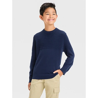 Boy's Striped-Weave Cotton Sweater