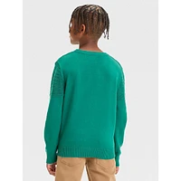 Boy's Striped-Weave Cotton Sweater