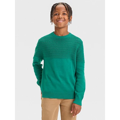 Boy's Striped-Weave Cotton Sweater